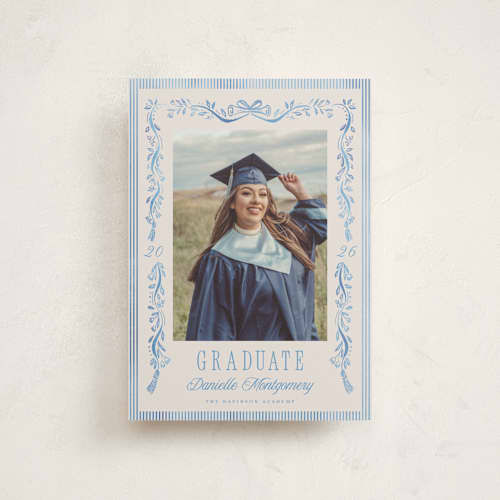 This is a sky graduation announcements with standard by Petra Kern called hats down printing on signature in postcard