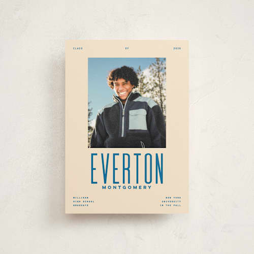 This is a bluebird graduation announcements with standard by Owl and Toad called billboard printing on signature in postcard