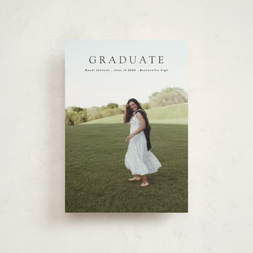 This is a pepper graduation announcements with standard by Bryanna Mehner called minimalism printing on signature in postcard