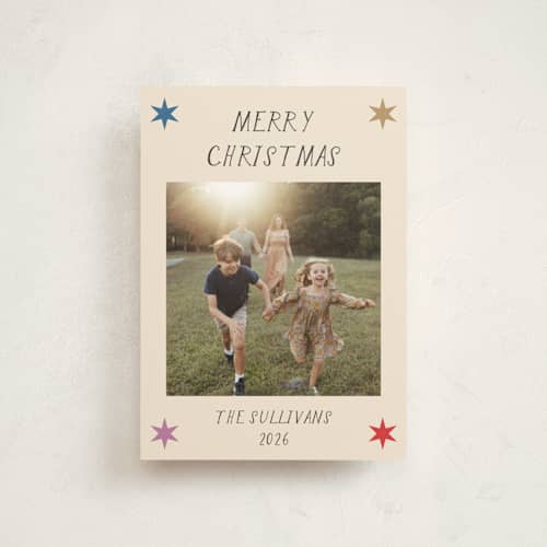 This is a twinkle petite holiday cards with standard by Tracy Schifeling called corner stars printing on signature in petite