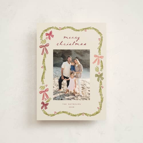 This is a mulberry petite holiday cards with standard by Sarah Rosenthal called tetbury garland printing on signature in petite