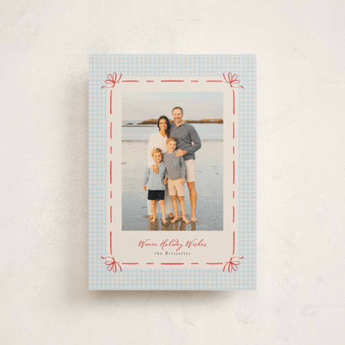 This is a sky petite holiday cards with standard by Tamara Hilje called coastal gingham printing on signature in petite