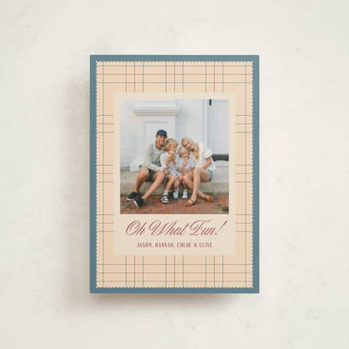 This is a cottage blue petite holiday cards with standard by Mellary Bitner called thin lines printing on signature in petite