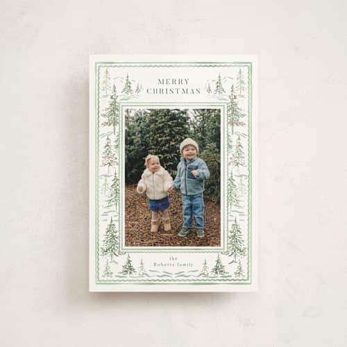 This is a forest petite holiday cards with standard by Petra Kern called calm wonderland printing on signature in petite