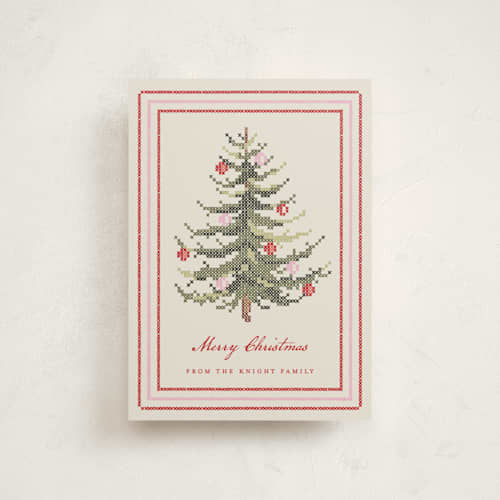 This is a poinsettia petite holiday cards with standard by Sarah Knight called needlepoint tree printing on signature in petite