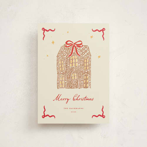 This is a scarlet petite holiday cards with standard by Sarah Rosenthal called warm gingerbread printing on signature in petite