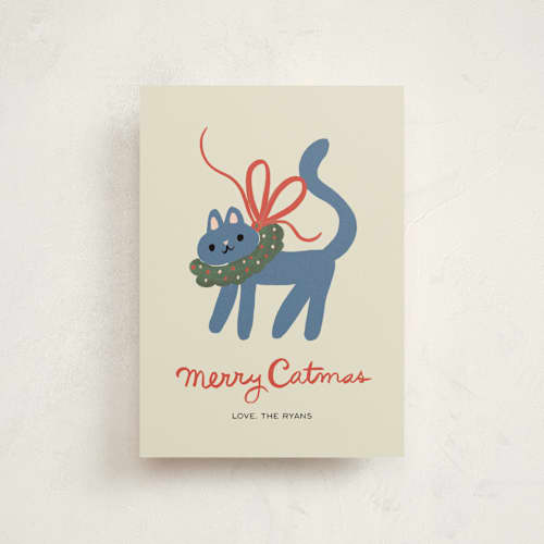 This is a russian blue petite holiday cards with standard by Ani Somi called merry catmas printing on signature in petite