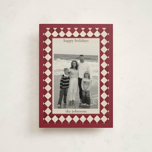 This is a burgundy petite holiday cards with standard by Angel Walker called marble diamond printing on signature in petite