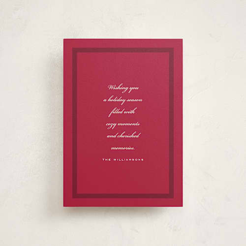 This is a cranberry petite holiday cards with standard by Stacy Maalouf called simplicity printing on signature in petite