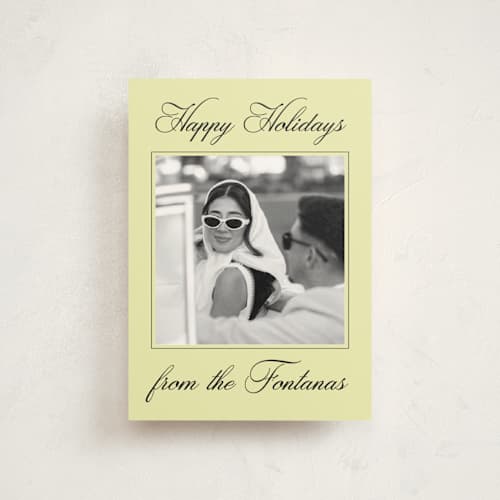 This is a spearmint petite holiday cards with standard by Ekko Studio called traditional twist printing on signature in petite