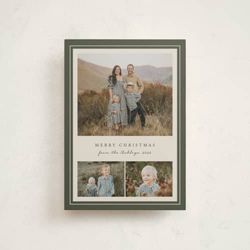 This is a pine petite holiday cards with standard by Brianne Larsen called classic frame printing on signature in petite