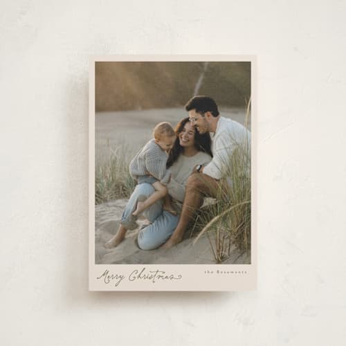 This is a olive petite holiday cards with standard by Tamara Hilje called a little whimsy printing on signature in petite