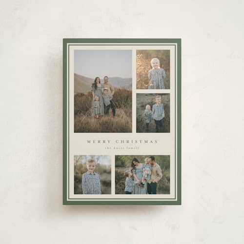 This is a pine petite holiday cards with standard by Diana Pinnell called five moments printing on signature in petite