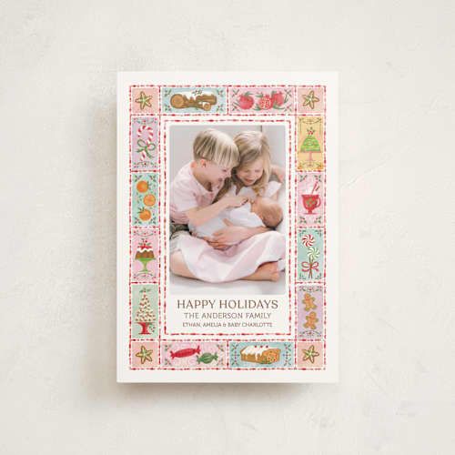 This is a peppermint petite holiday cards with standard by Paper Sun Studio called sweet dreams printing on signature in petite