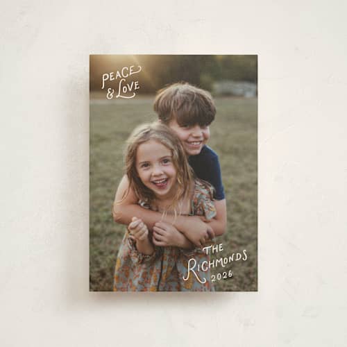 This is a frost petite holiday cards with standard by Hooray Creative called whimsical type printing on signature in petite