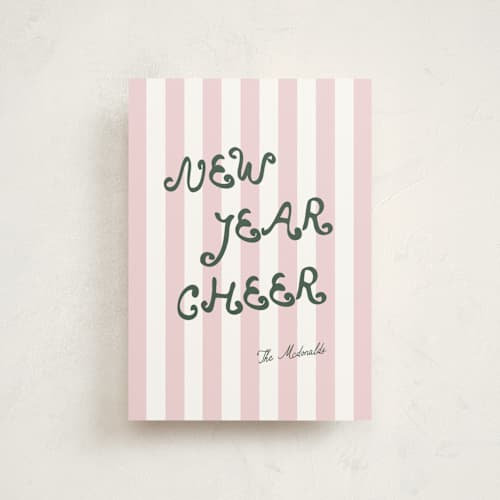 This is a rose petite holiday cards with standard by Angela Garrick called curly font printing on signature in petite