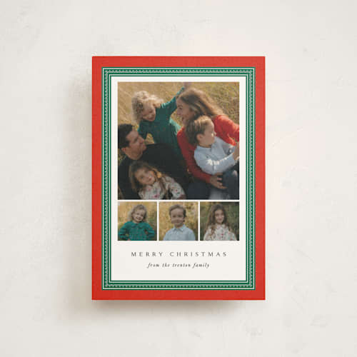 This is a poinsettia petite holiday cards with standard by Amy Kross called douglas printing on signature in petite