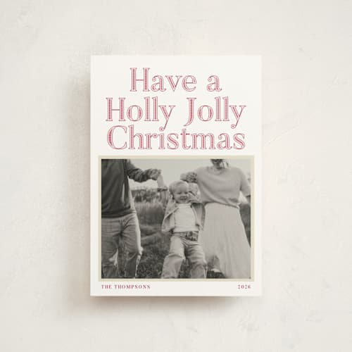 This is a peppermint petite holiday cards with standard by Robert and Stella called so holly jolly printing on signature in petite
