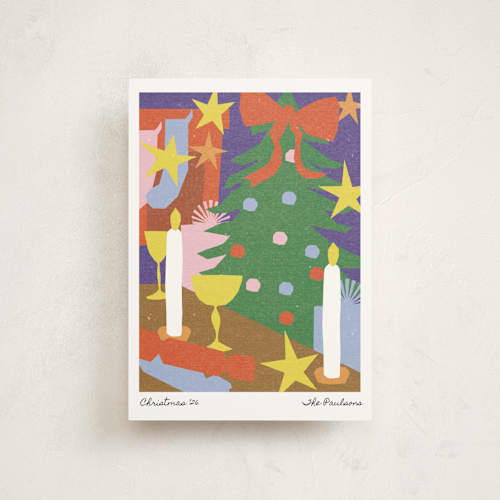 This is a plum petite holiday cards with standard by Inkblot Design called cut paper party printing on signature in petite
