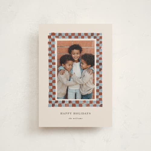 This is a rust petite holiday cards with standard by Snow and Ivy called castello printing on signature in petite