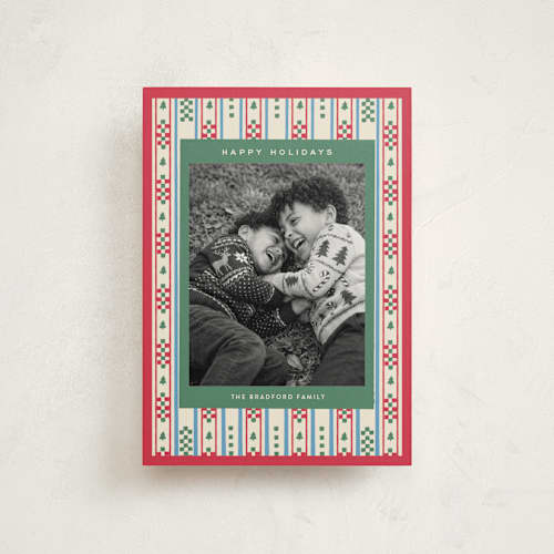 This is a poinsettia petite holiday cards with standard by Amy Kross called lauren printing on signature in petite
