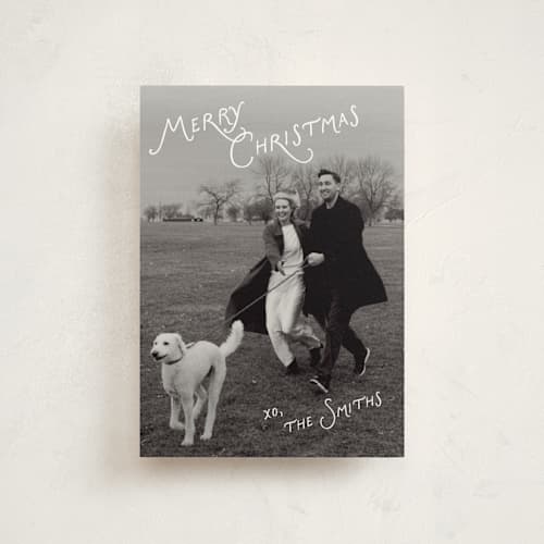 This is a snow petite holiday cards with standard by taylorVdesign called corner notes printing on signature in petite