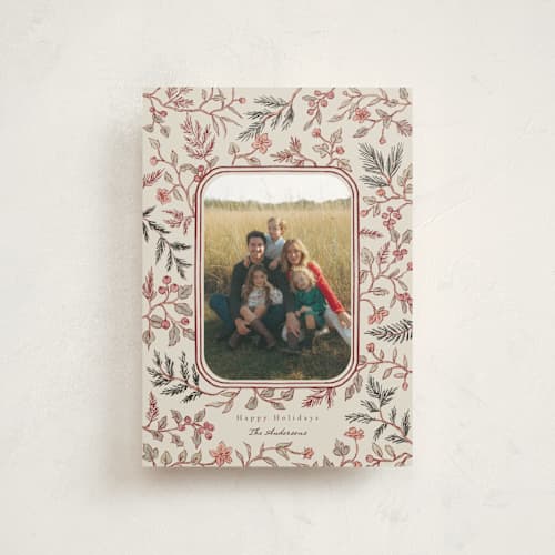 This is a cherry petite holiday cards with standard by Elly called a winter gathering printing on signature in petite