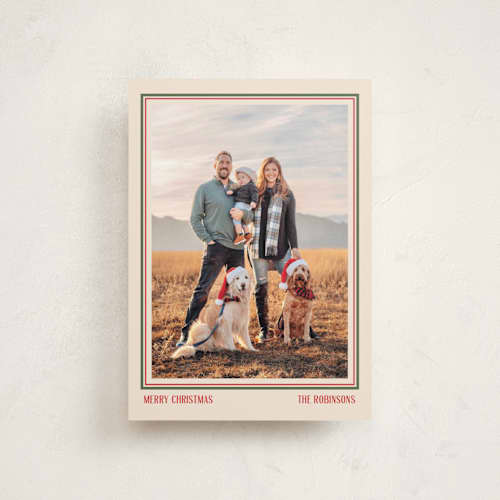 This is a stocking petite holiday cards with standard by Creo Study called simple frame printing on signature in petite