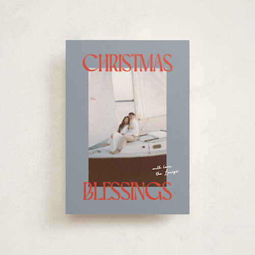 This is a sea petite holiday cards with standard by Ekko Studio called bold blessings printing on signature in petite
