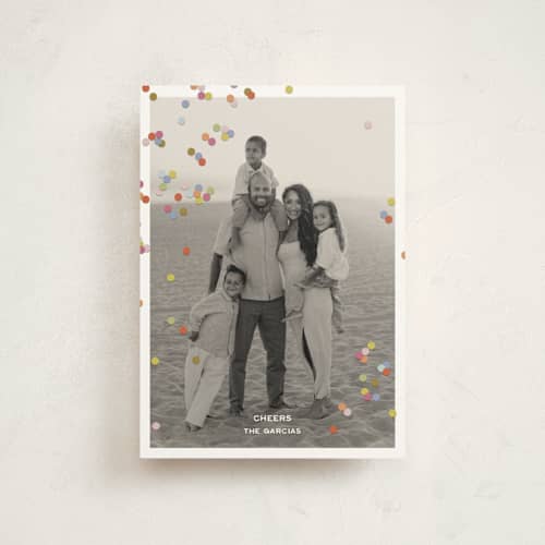 This is a gumdrop petite holiday cards with standard by Ellen Schlegelmilch called fallen confetti printing on signature in petite