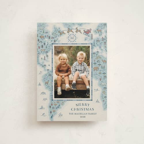 This is a ocean petite holiday cards with standard by Paper Sun Studio called santa's map printing on signature in petite