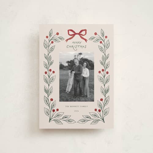 This is a forest petite holiday cards with standard by Rina Ozum called watercolor botanical printing on signature in petite