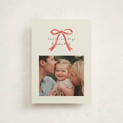 This is a peppermint christmas postcards with standard by Laura Hankins called painted bow printing on signature in postcard
