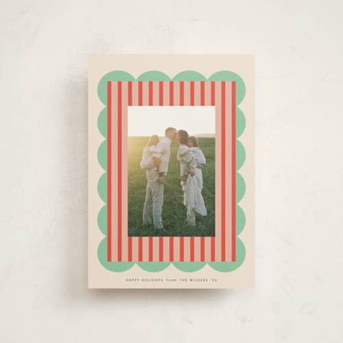 This is a mint chip christmas postcards with standard by Morgan Kendall called layered frame printing on signature in postcard