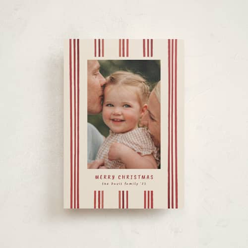 This is a berry christmas postcards with standard by Christy Hy Lee called painted lines printing on signature in postcard