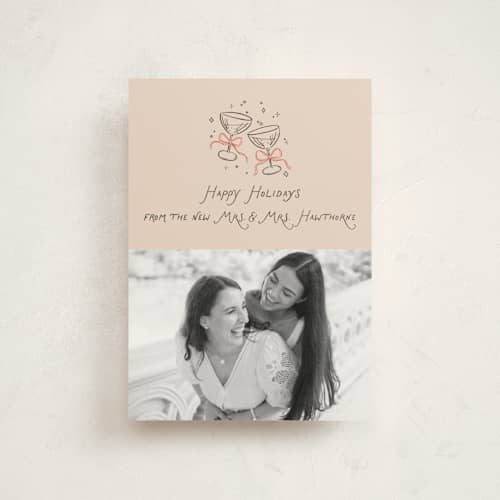 This is a candied grapefruit christmas postcards with standard by Randi Cirelli called newlywed toast printing on signature in postcard
