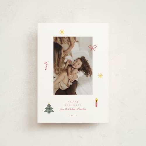 This is a snow christmas postcards with standard by Studio Suku called cross stitch christmas printing on signature in postcard