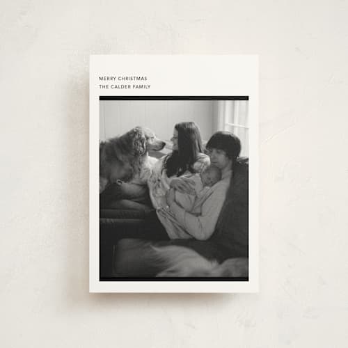 This is a noir christmas postcards with standard by Annie Clark called zine printing on signature in postcard