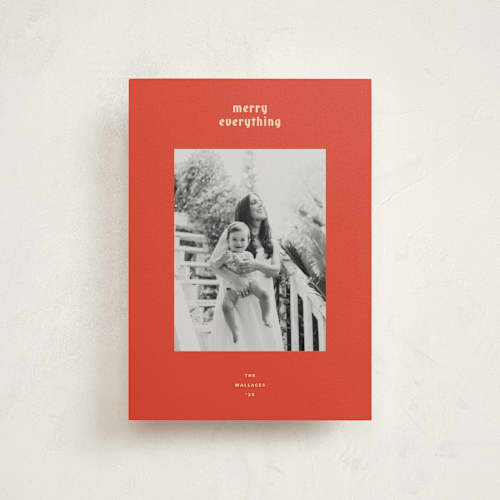 This is a persimmon christmas postcards with standard by Carrie Moradi called hued mat printing on signature in postcard