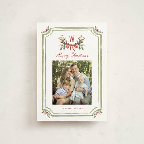 This is a pine needle christmas postcards with standard by Melanie Kosuge called piedmont printing on signature in postcard