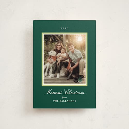 This is a evergreen christmas postcards with standard by Kristin Rees Design called classic year printing on signature in postcard
