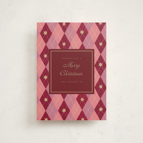 This is a berry christmas postcards with standard by Teju Reval called argyle printing on signature in postcard