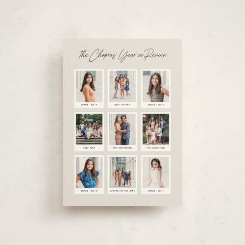 This is a latte christmas postcards with standard by Hooray Creative called year in review printing on signature in postcard