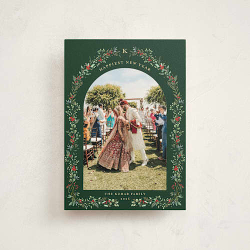 This is a pine christmas postcards with standard by Susan Moyal called petite botanicals printing on signature in postcard