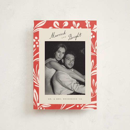 This is a candy cane christmas postcards with standard by Teju Reval called bold botanicals printing on signature in postcard