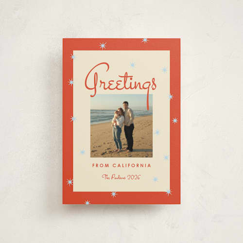 This is a fire christmas postcards with standard by Inkblot Design called vintage vacay printing on signature in postcard