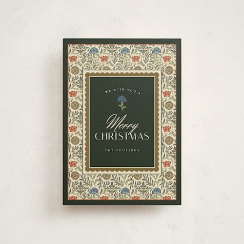 This is a pine christmas postcards with standard by Danie Romrell called morrisish printing on signature in postcard