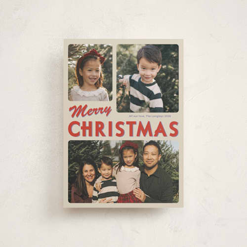 This is a rosy christmas postcards with standard by Inkblot Design called holiday throwback printing on signature in postcard