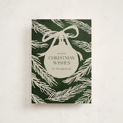 This is a pine needle christmas postcards with standard by Ashton Womack called christmas wishes printing on signature in postcard