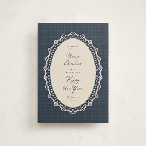 This is a midnight christmas postcards with standard by Jelena Vuletic called lacy printing on signature in postcard